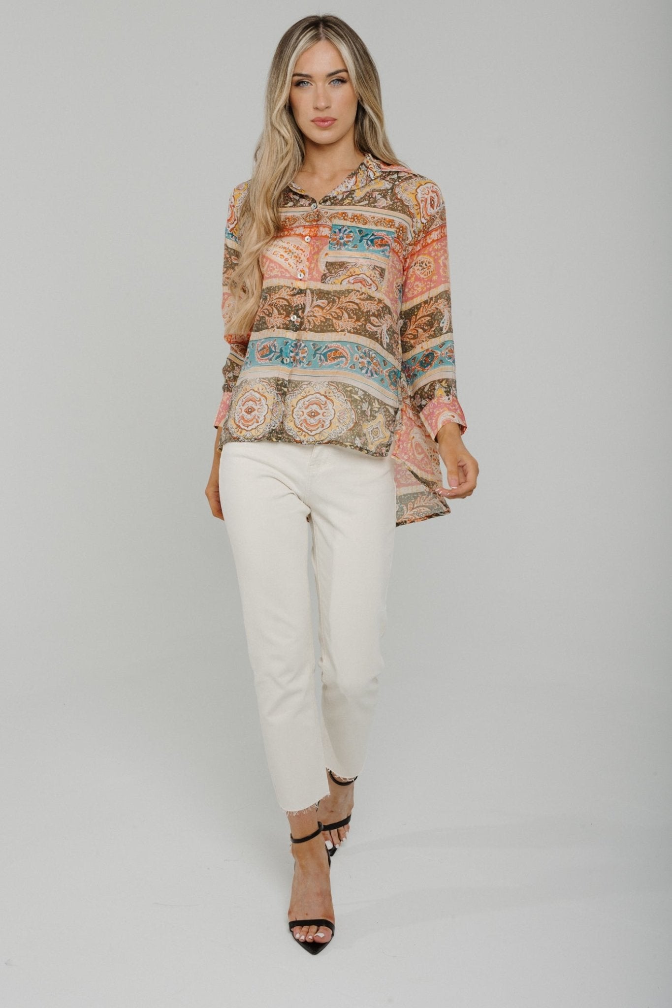 Holly Printed Shirt In Neutral Mix - The Walk in Wardrobe