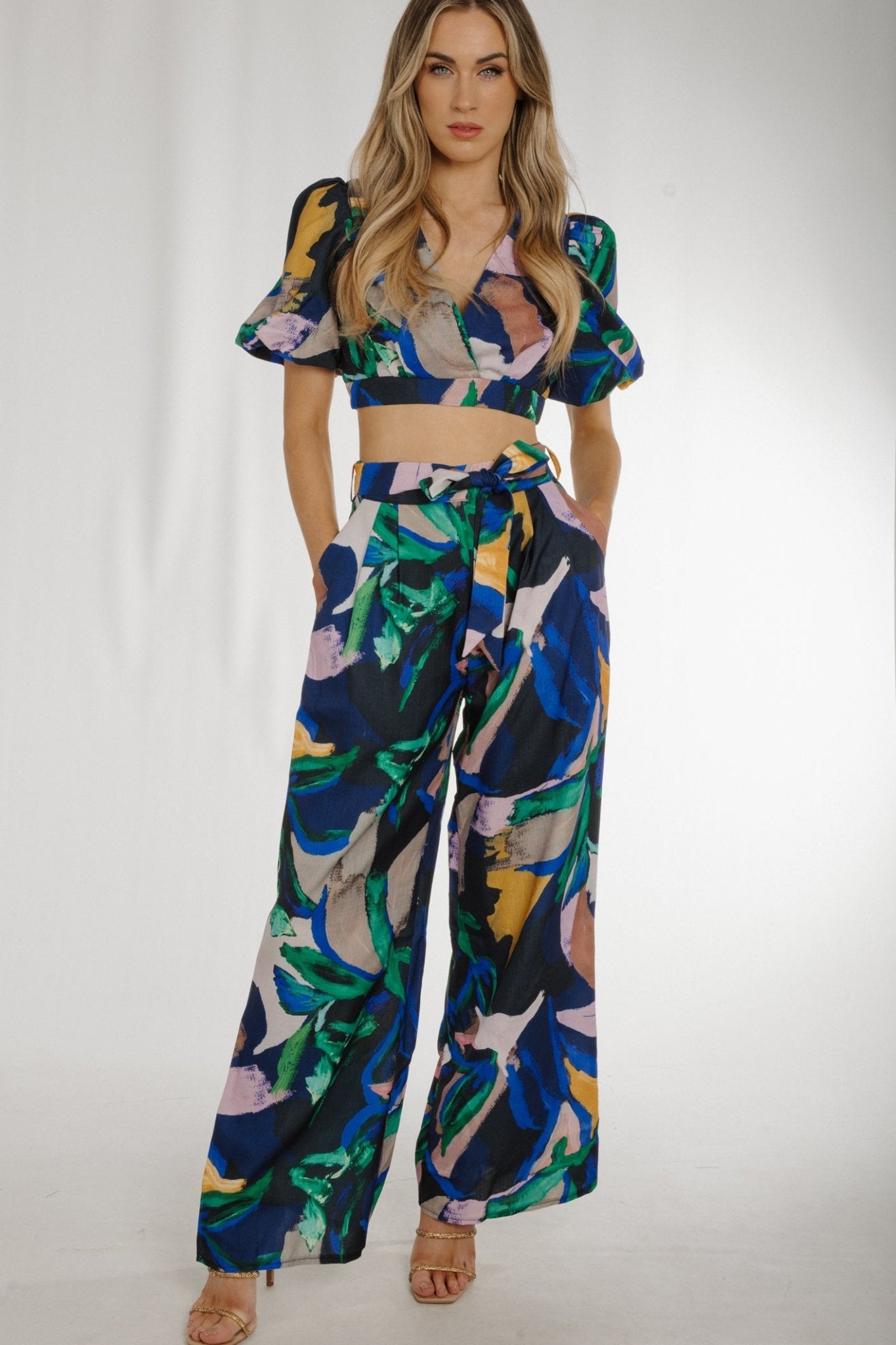 Holly Printed Two Piece In Blue Multi - The Walk in Wardrobe