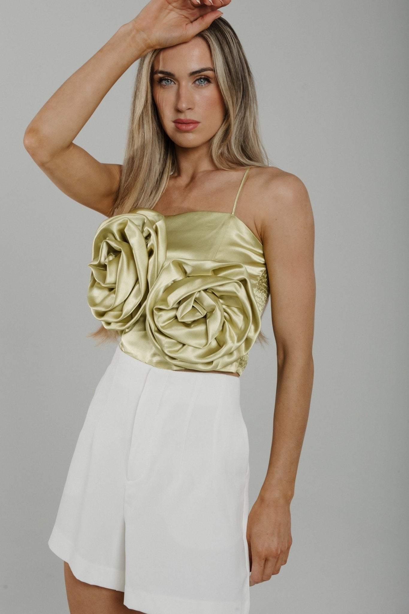 Holly Rose Detail Top In Lime - The Walk in Wardrobe