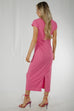 Holly Ruched Side Dress In Pink - The Walk in Wardrobe