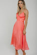 Holly Satin Mix Dress In Coral - The Walk in Wardrobe