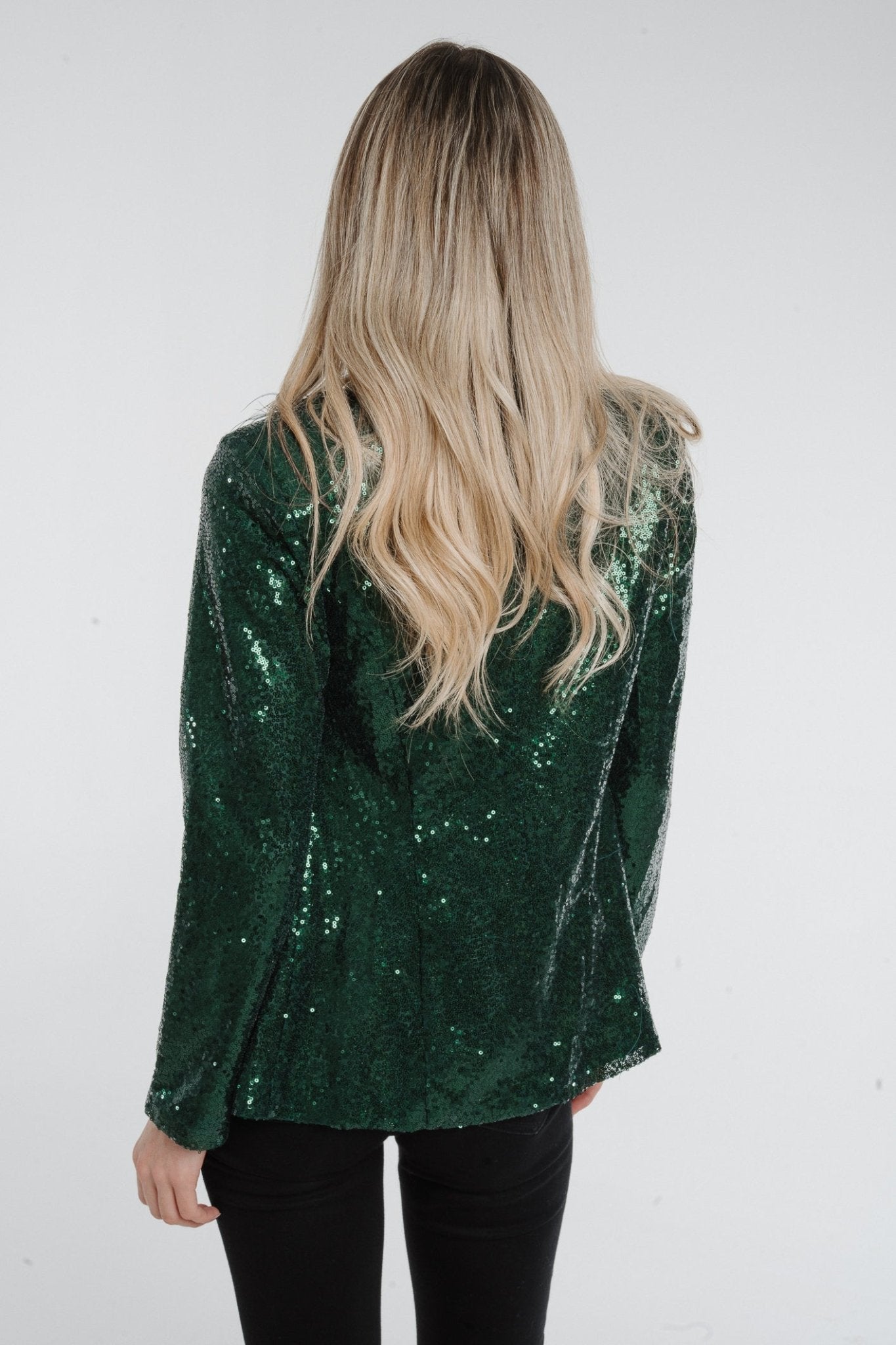 Holly Sequin Blazer In Green - The Walk in Wardrobe