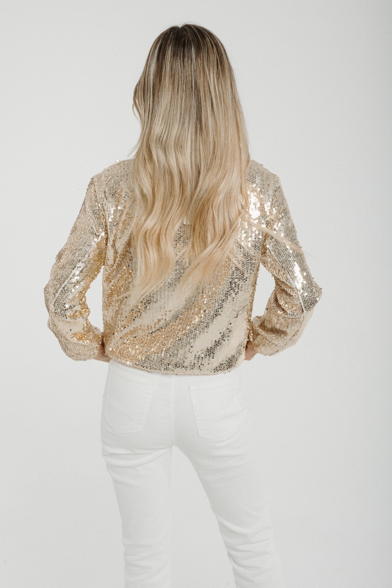 Holly Sequin Jacket In Gold - The Walk in Wardrobe