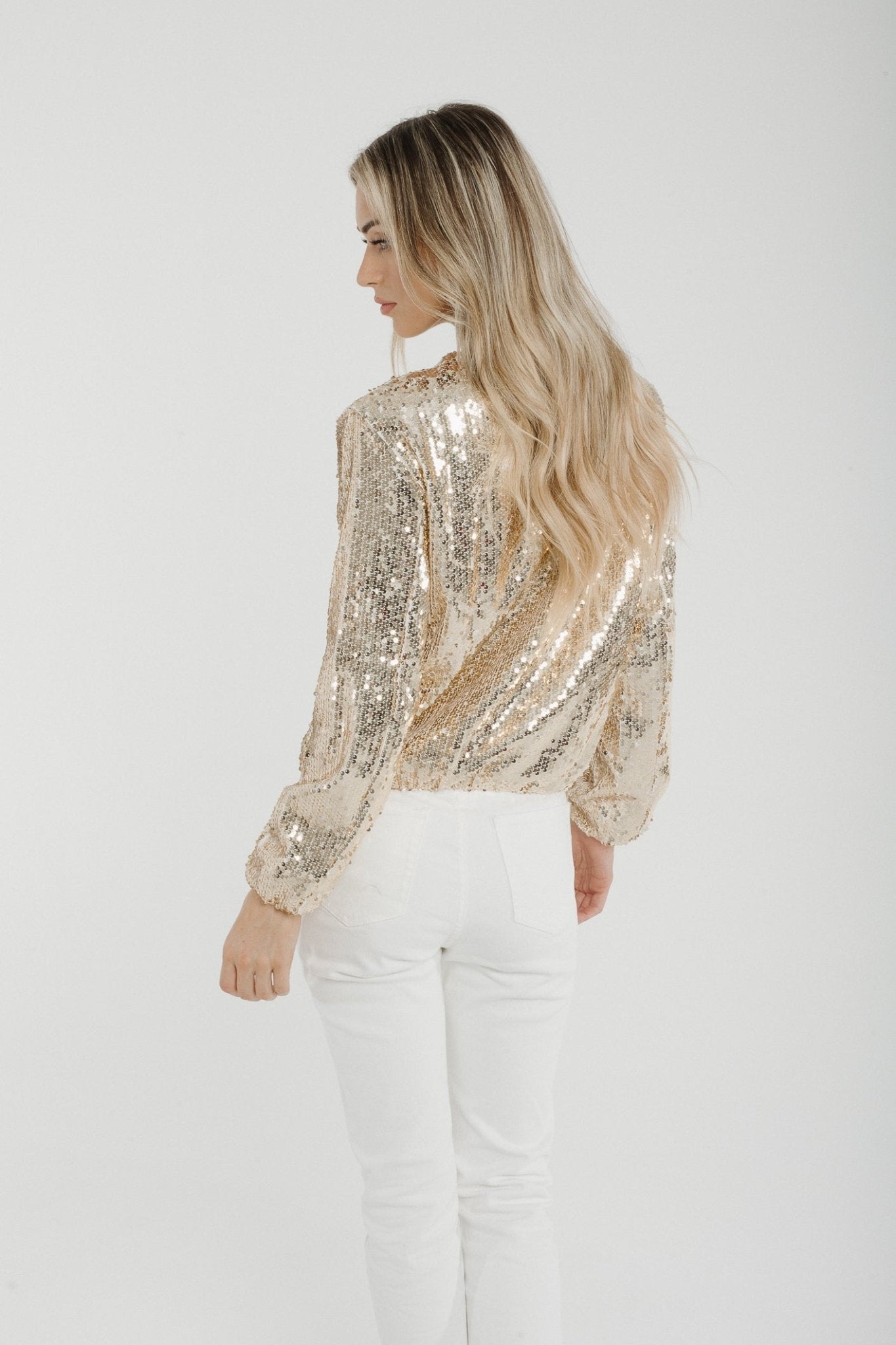 Holly Sequin Jacket In Gold - The Walk in Wardrobe