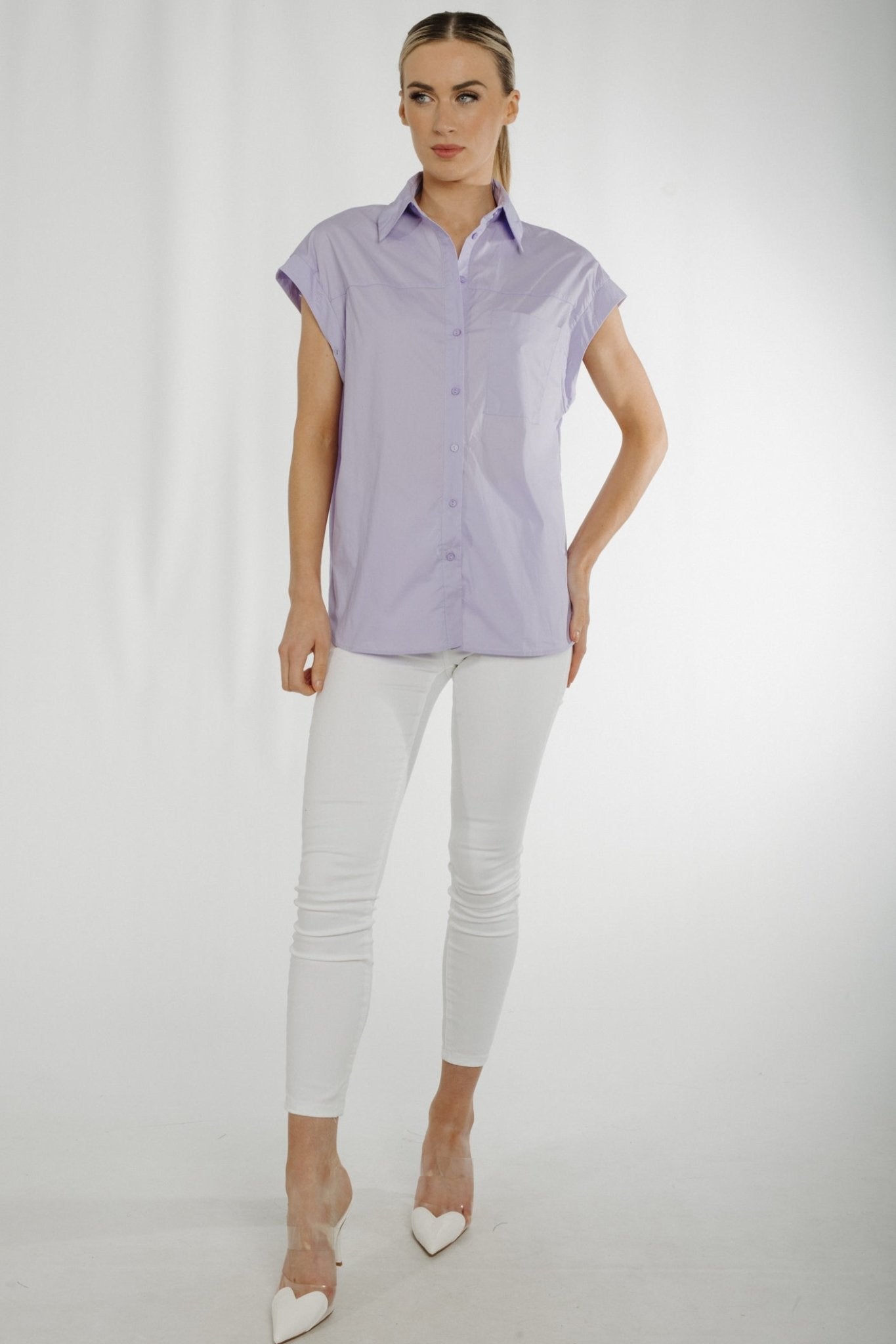 Holly Sleeve Detail Shirt In Lilac - The Walk in Wardrobe