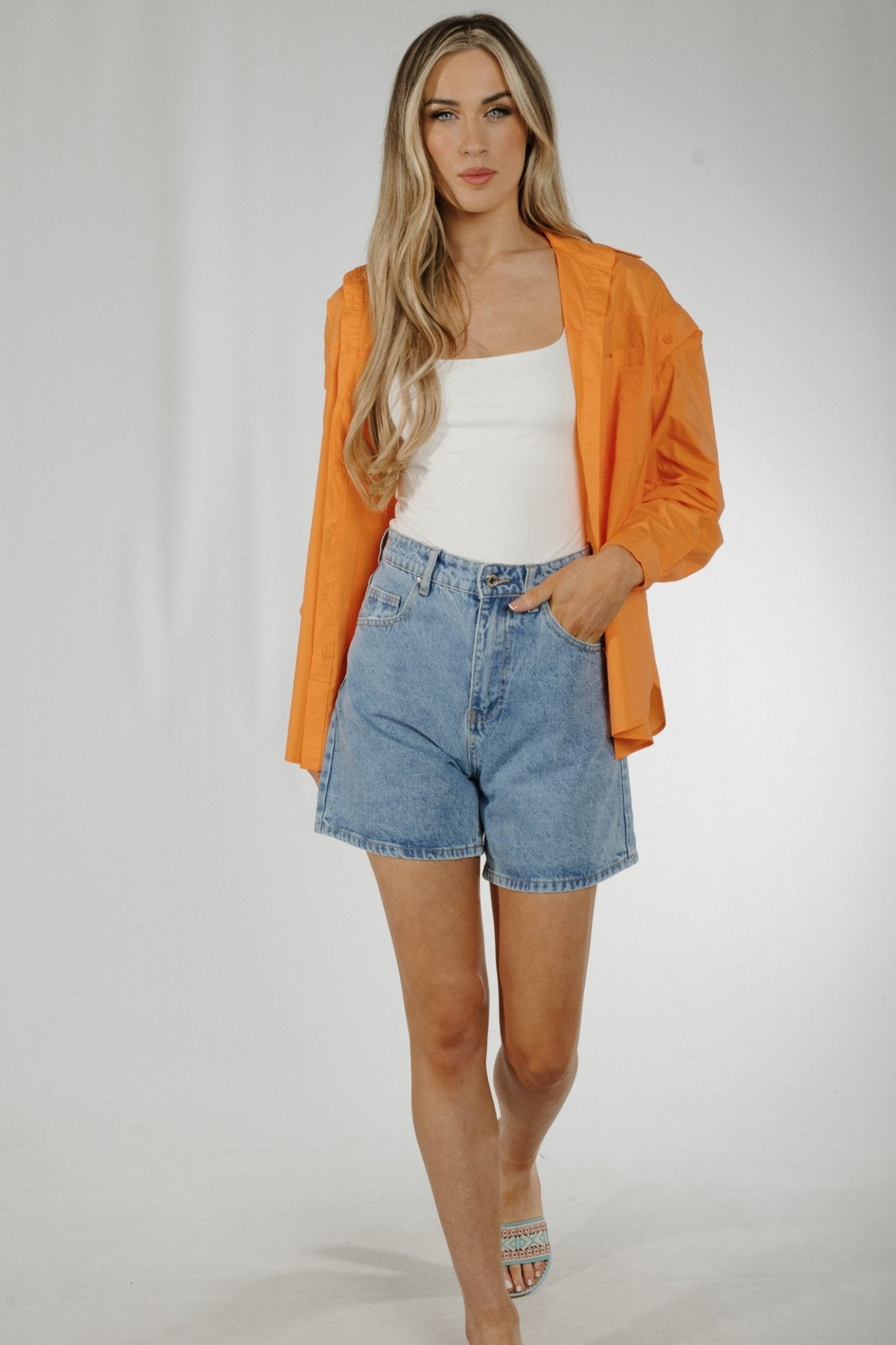 Holly Sleeve Detail Shirt In Orange - The Walk in Wardrobe