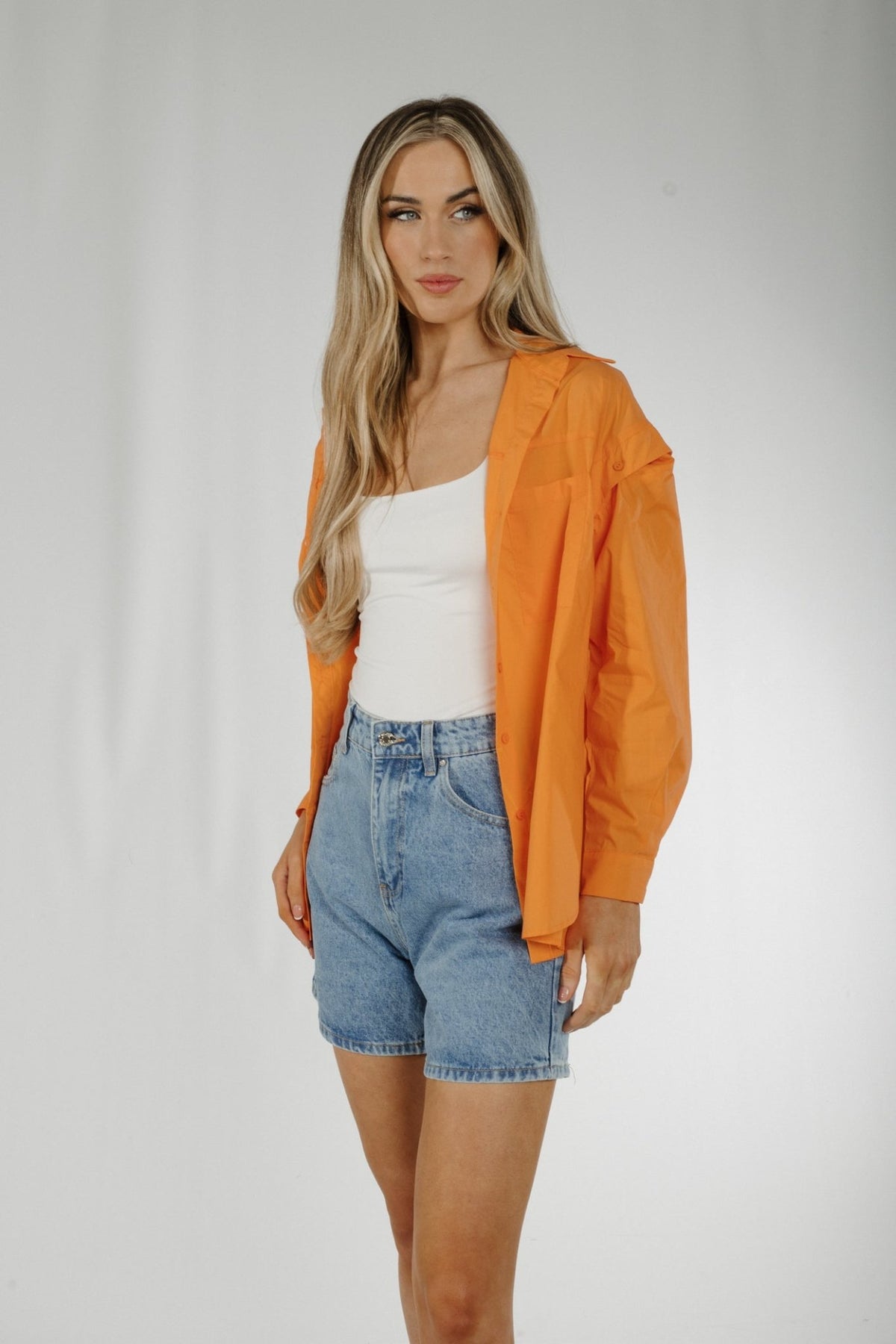 Holly Sleeve Detail Shirt In Orange - The Walk in Wardrobe