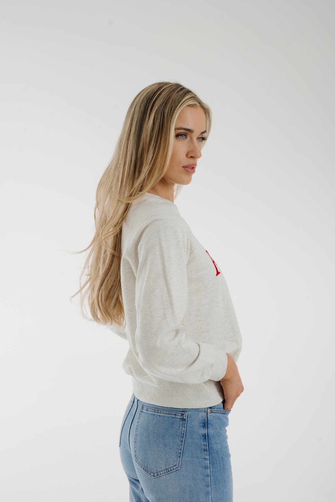 Holly Slogan Sweatshirt In Grey - The Walk in Wardrobe