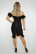 Holly Strapless Feather Trim Dress In Black - The Walk in Wardrobe