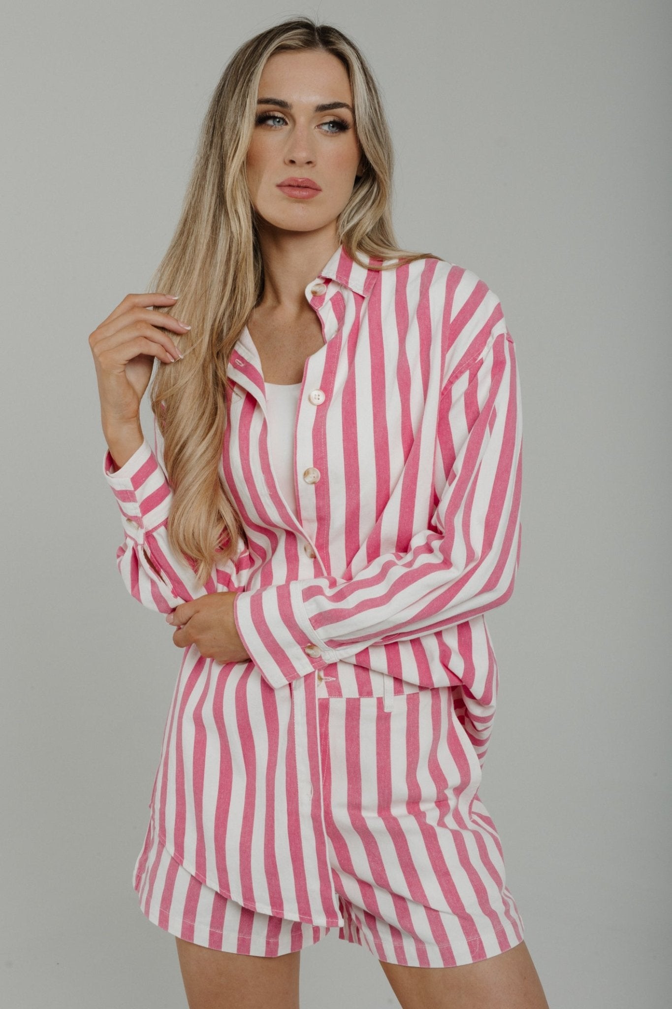 Holly Stripe Two Piece In Pink & White - The Walk in Wardrobe