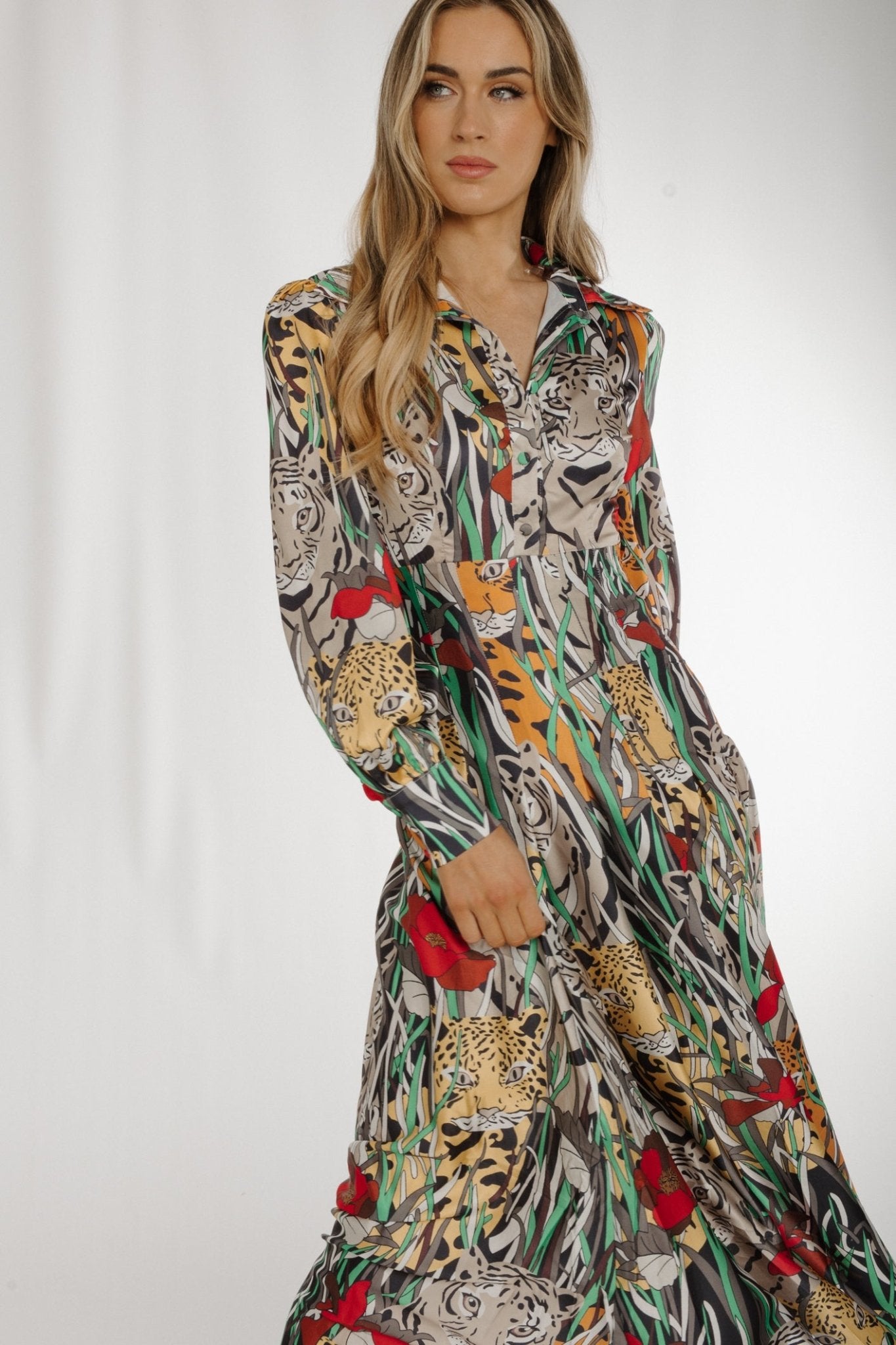 Holly Tiger Print Maxi Dress In Multi - The Walk in Wardrobe