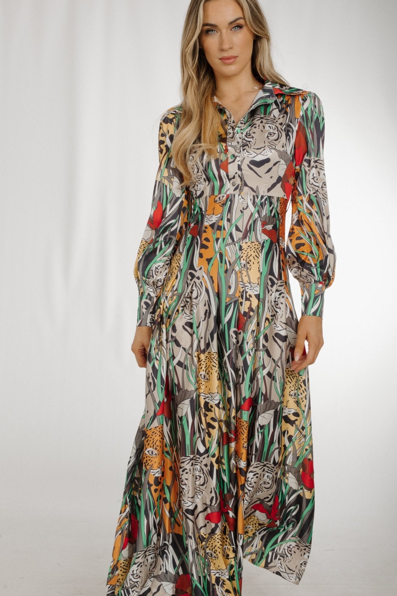 Holly Tiger Print Maxi Dress In Multi – The Walk in Wardrobe