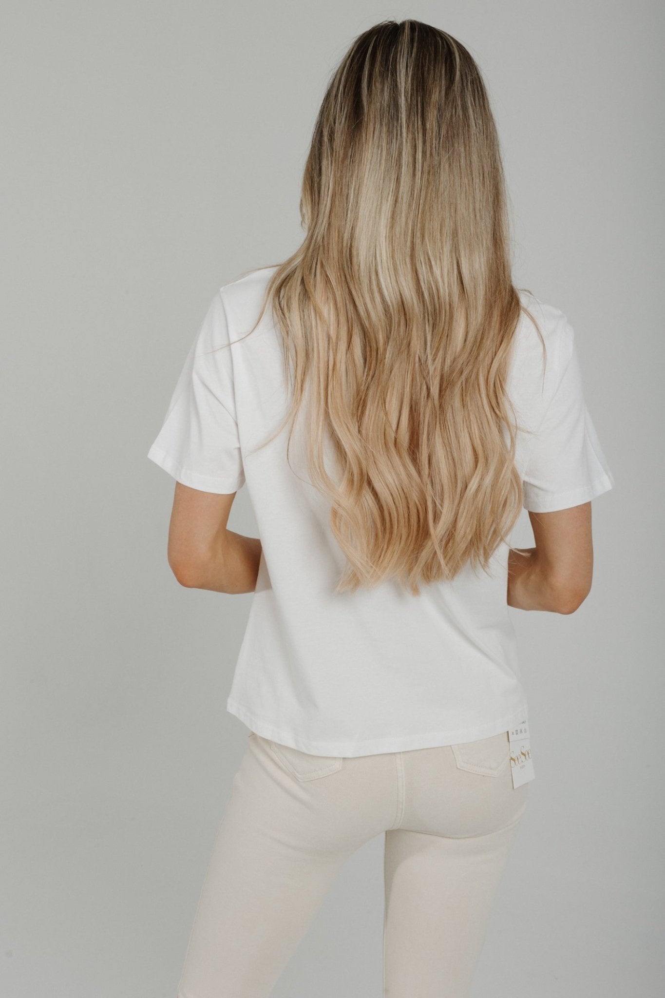 Holly Yellow Pocket Detail T-Shirt In White - The Walk in Wardrobe