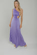 Indie One Shoulder Pleated Maxi Dress In Lilac - The Walk in Wardrobe