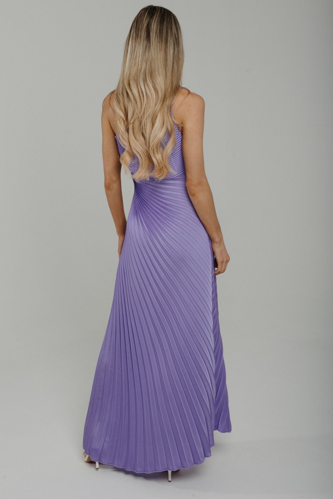 Indie One Shoulder Pleated Maxi Dress In Lilac - The Walk in Wardrobe