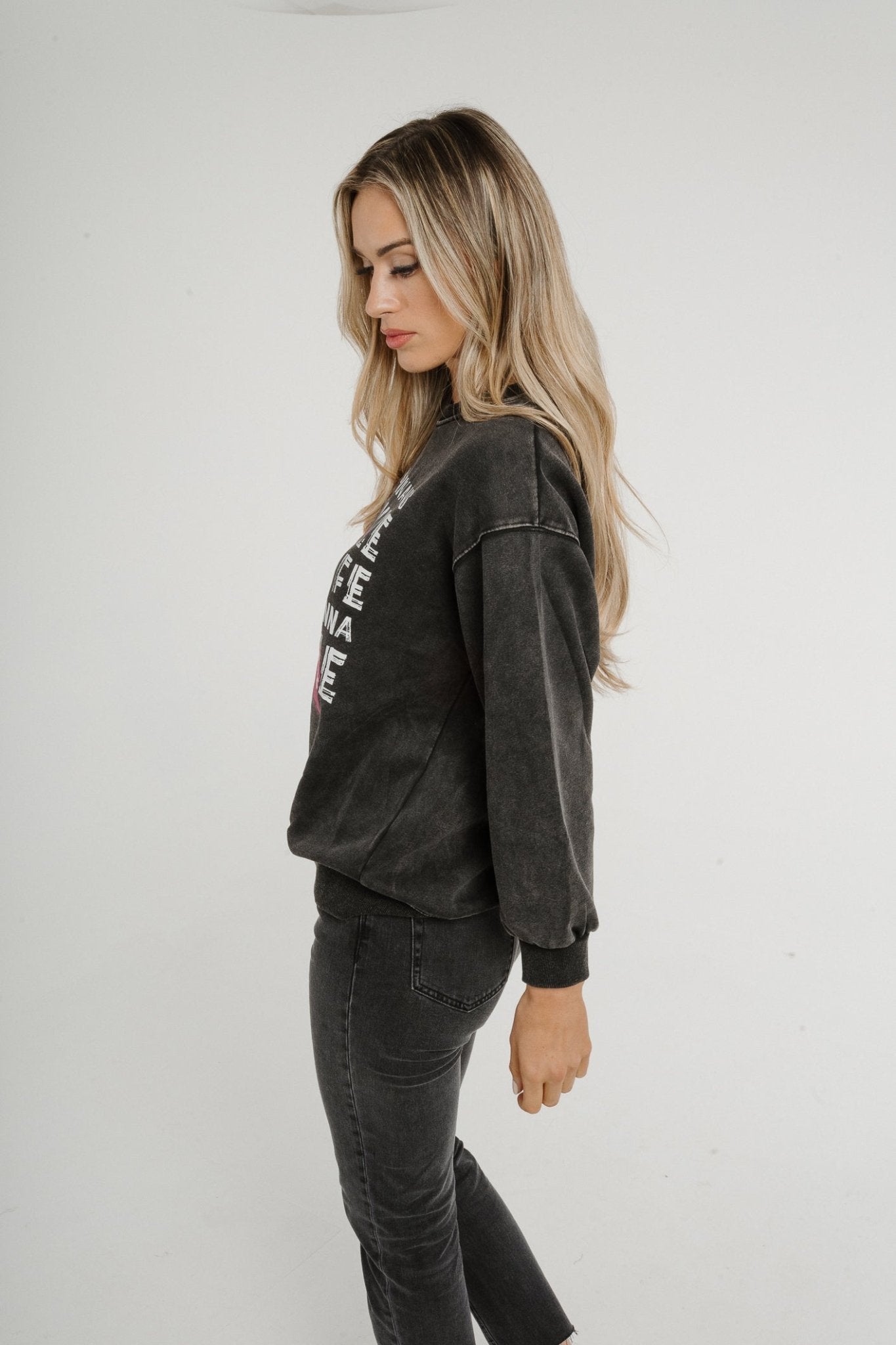 Indie Smiley Face Sweatshirt In Grey - The Walk in Wardrobe