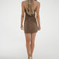 Iris Embellished Bandeau Dress In Taupe - The Walk in Wardrobe