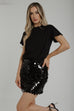 Iris Sequin Mini Skirt In Black - The Walk in Wardrobe