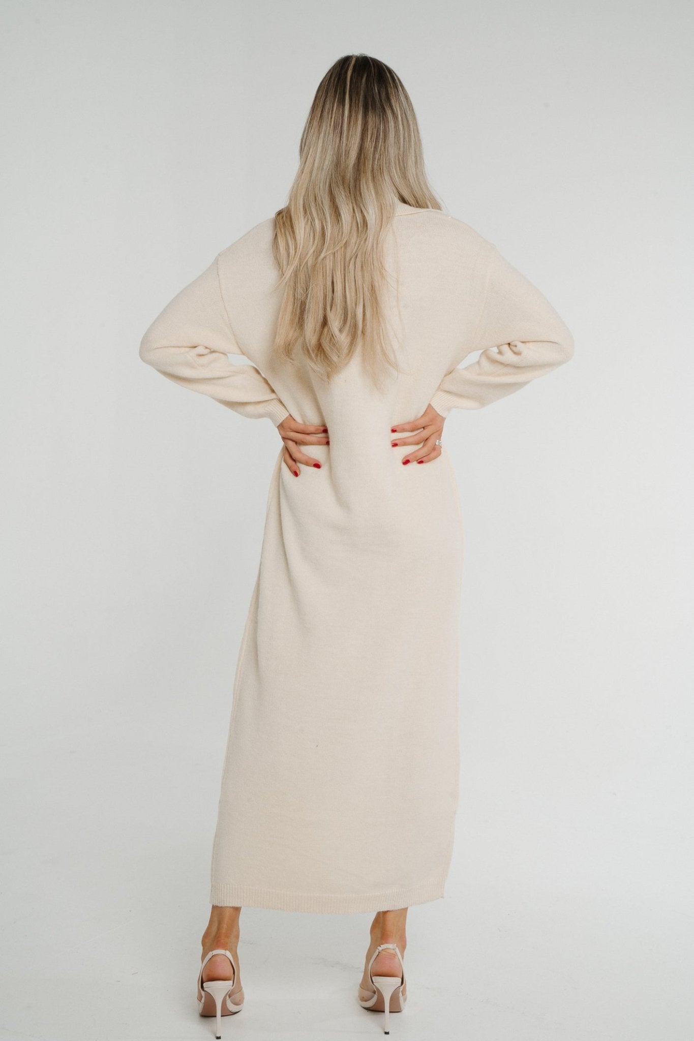 Ivy Knit Midi Dress In Cream - The Walk in Wardrobe