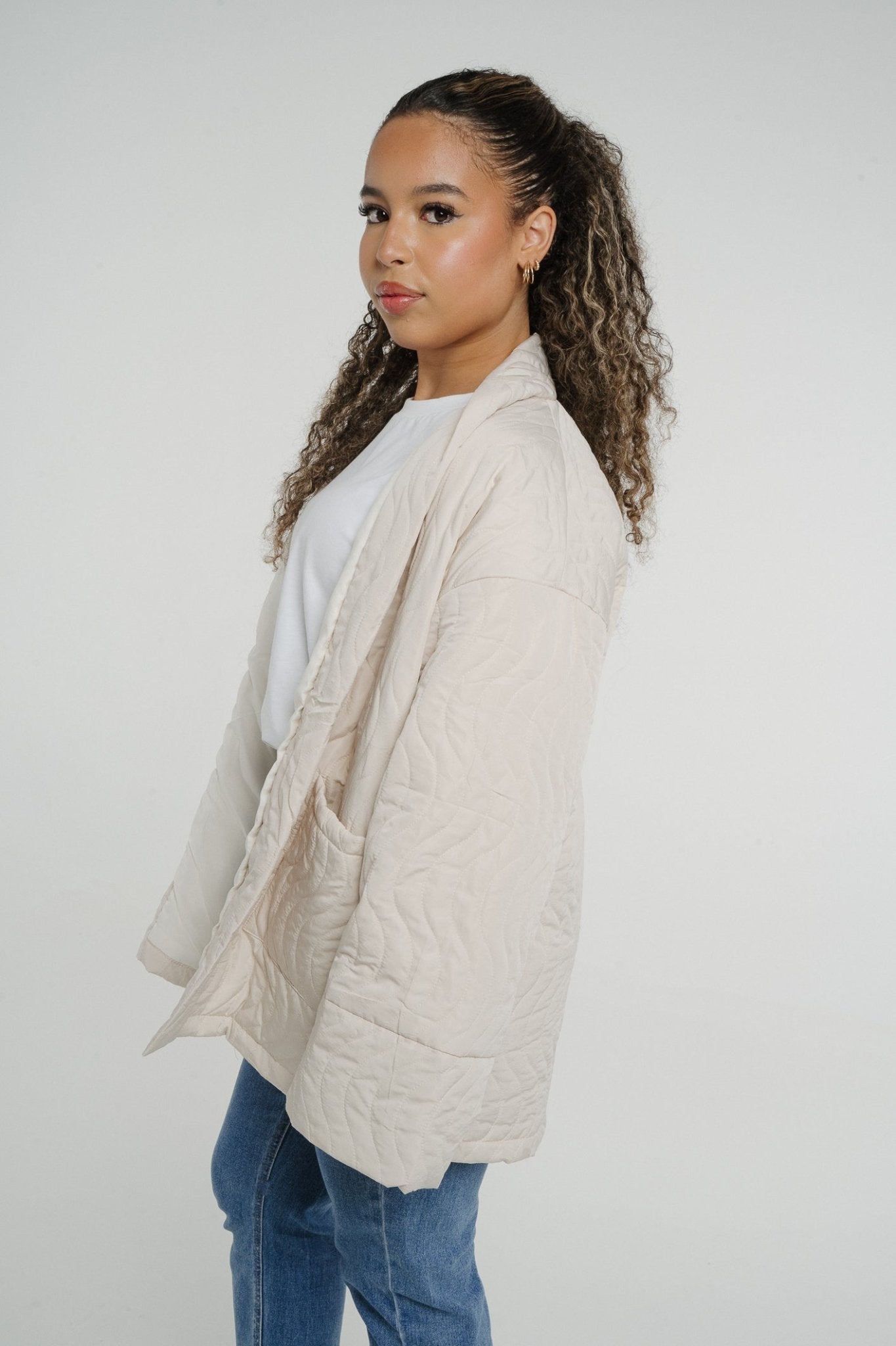 Ivy Quilted Jacket In Cream - The Walk in Wardrobe