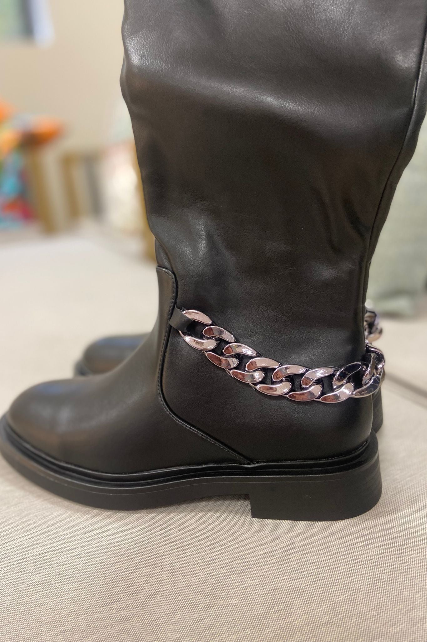 Izzy Chain Boot In Black - The Walk in Wardrobe