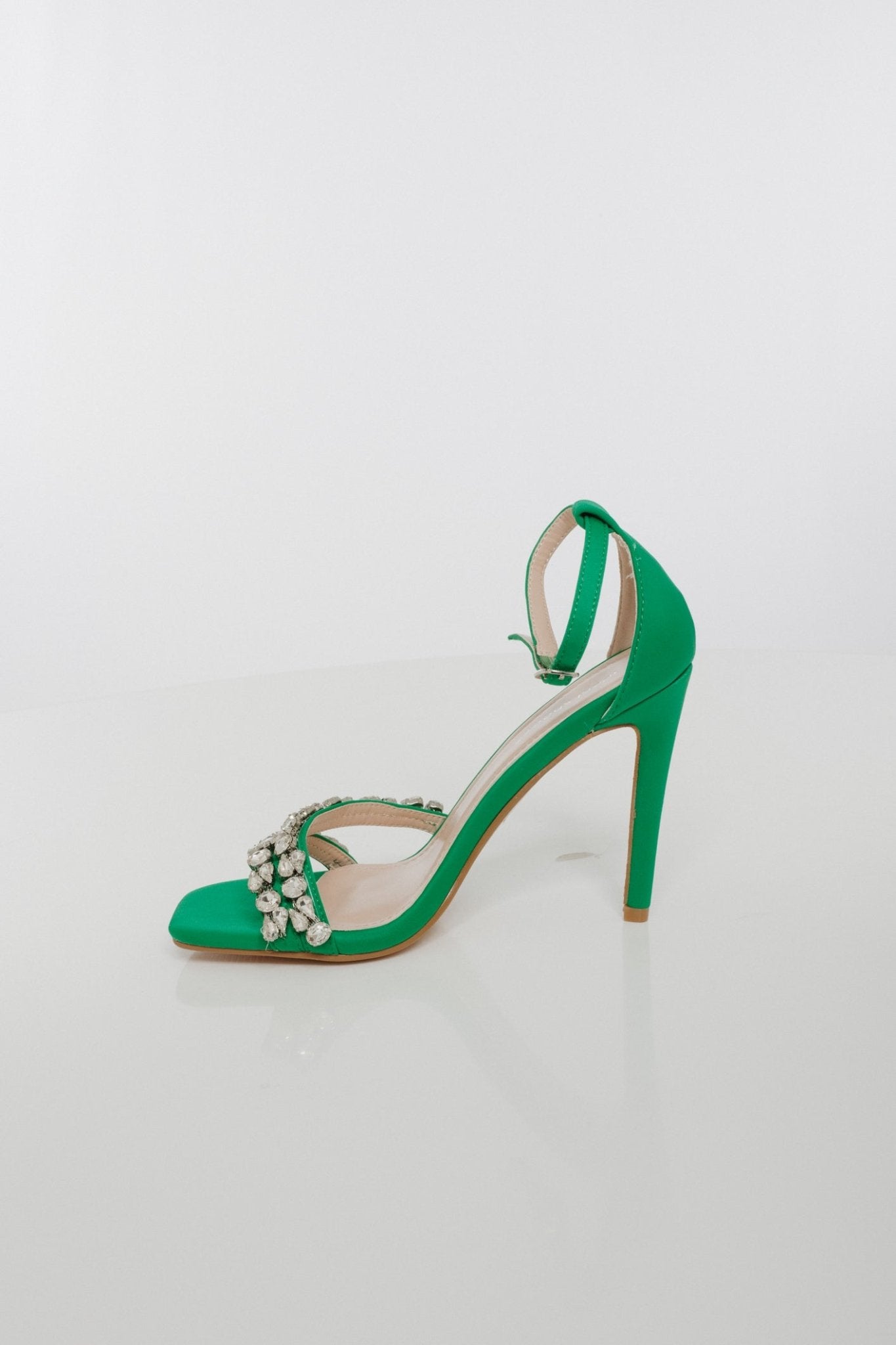 Izzy Diamanté Heel In Green - The Walk in Wardrobe