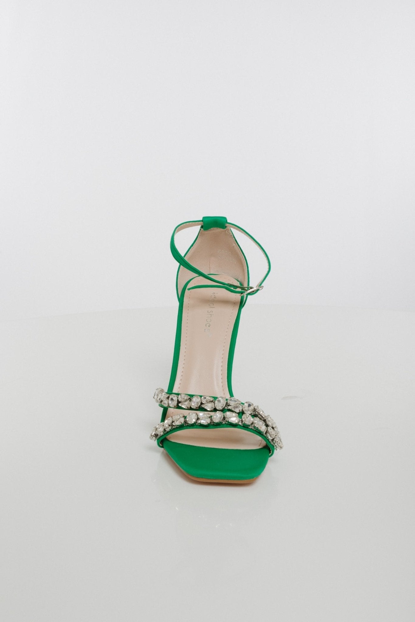 Izzy Diamanté Heel In Green - The Walk in Wardrobe