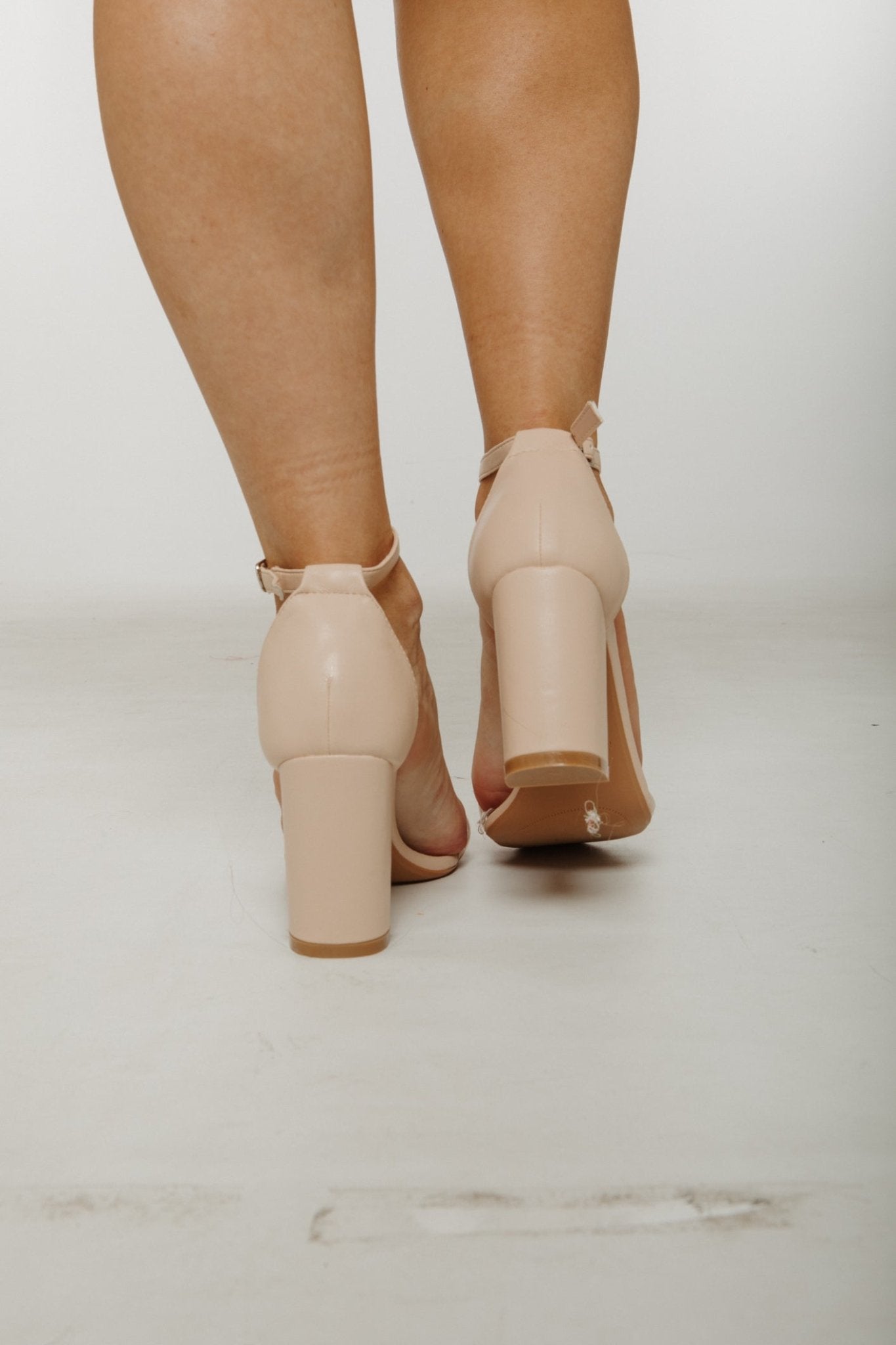 Izzy Faux Leather Heel In Neutral - The Walk in Wardrobe