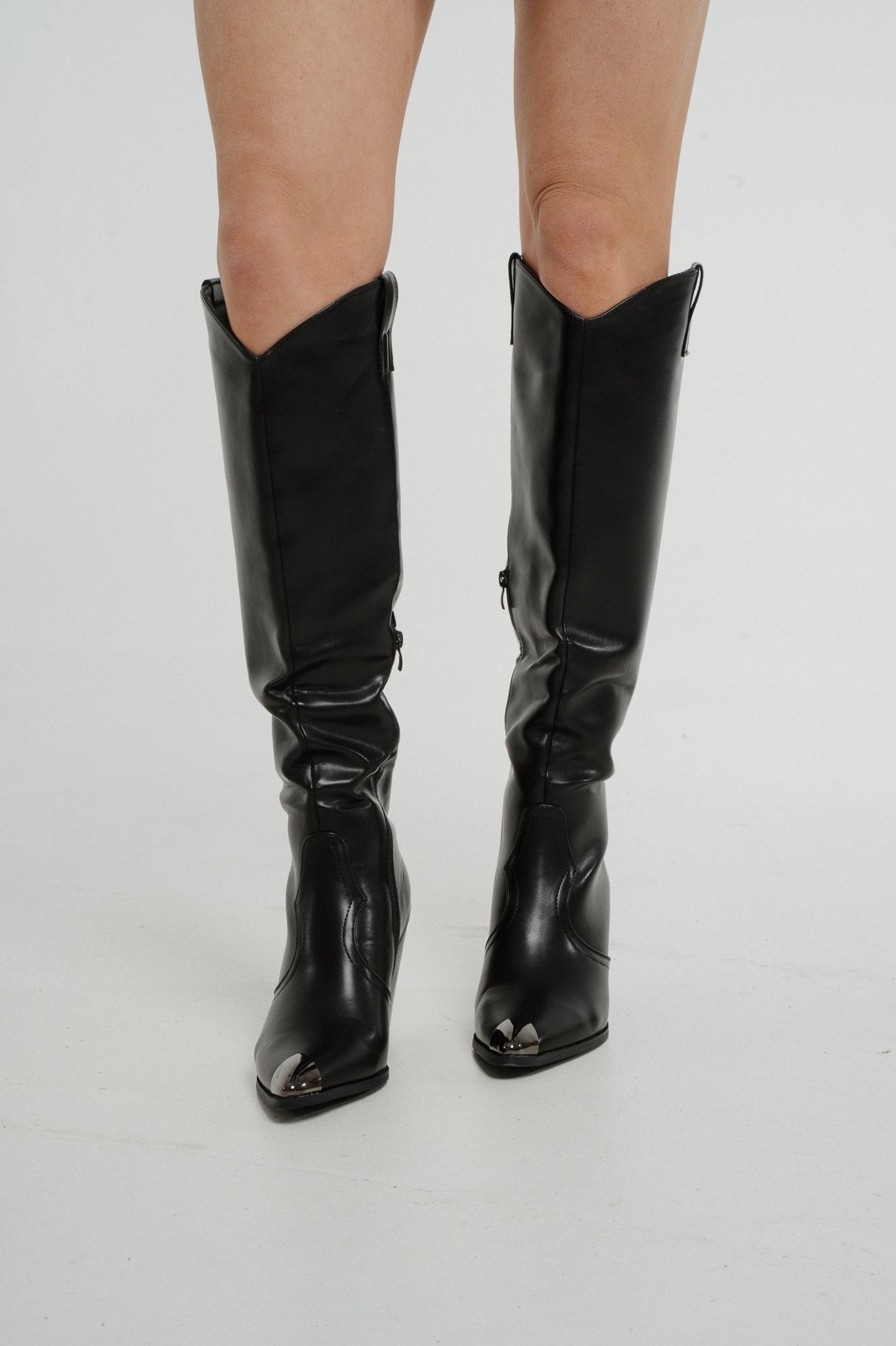 Izzy Faux Leather Western Boot In Black - The Walk in Wardrobe