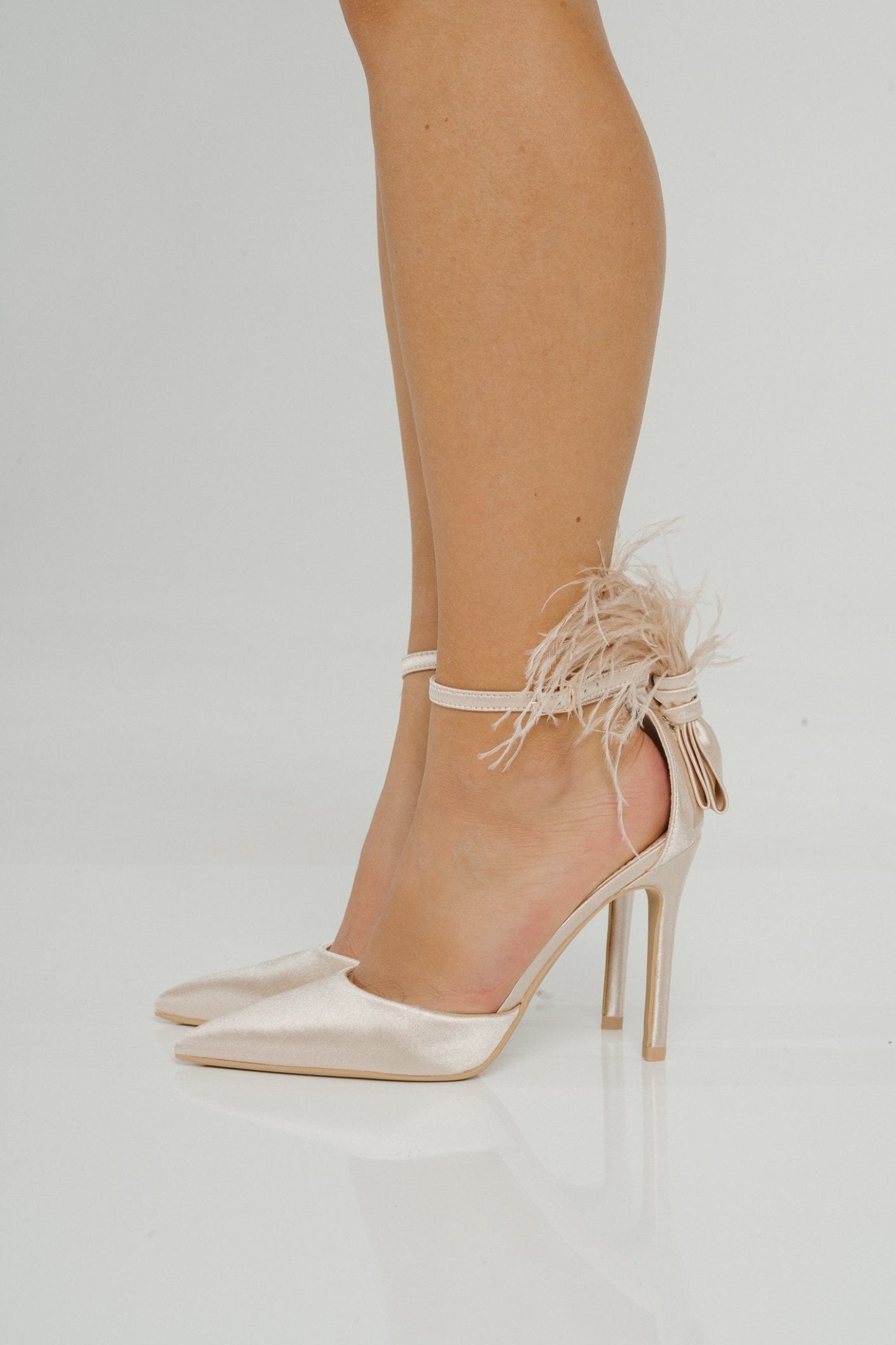 Izzy Feather Detail Heel In Champagne - The Walk in Wardrobe