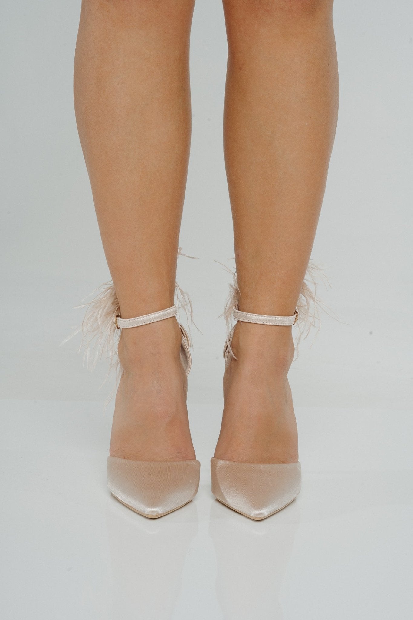 Izzy Feather Detail Heel In Champagne - The Walk in Wardrobe