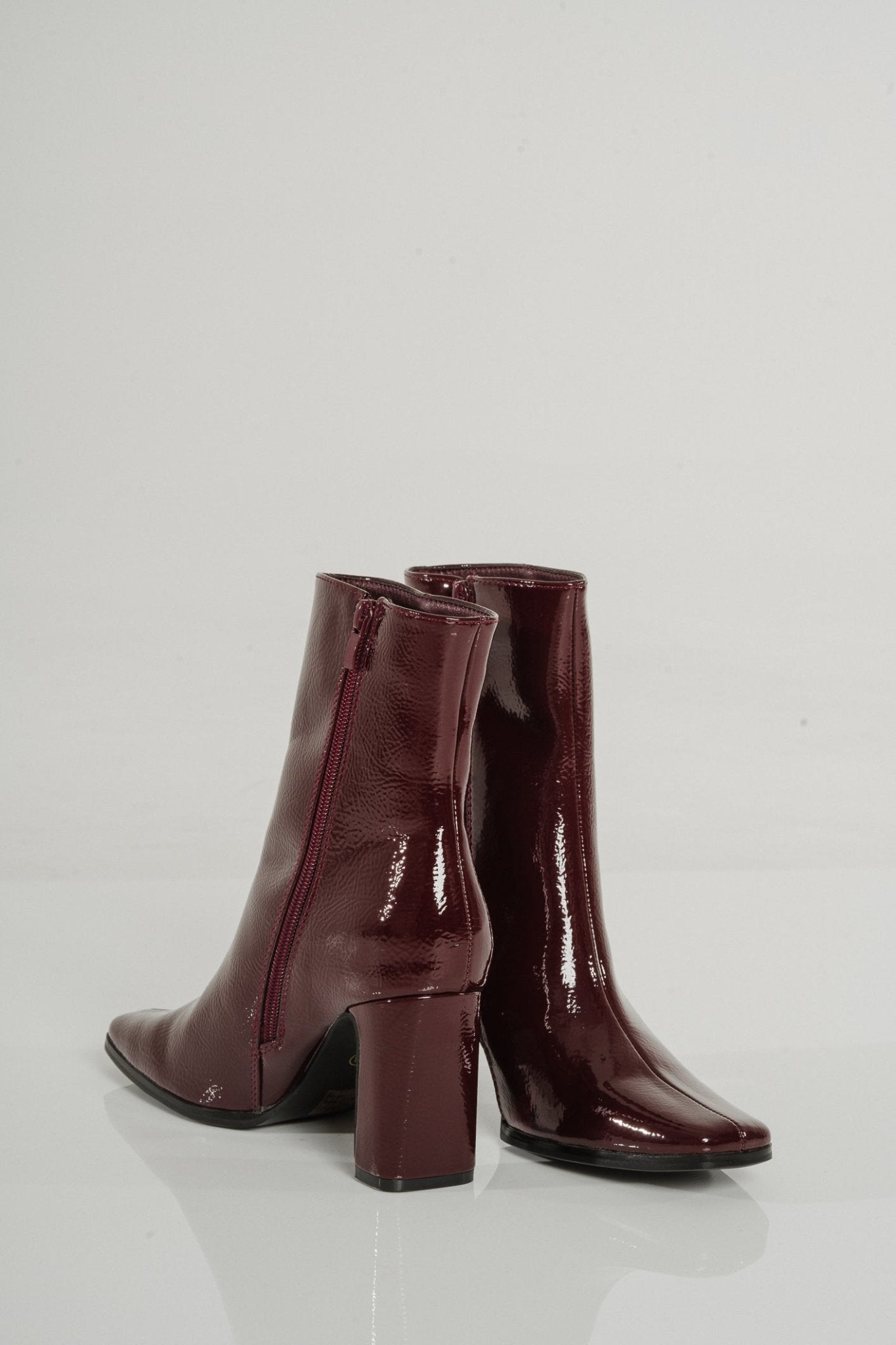 Izzy Patent Boot In Burgundy - The Walk in Wardrobe