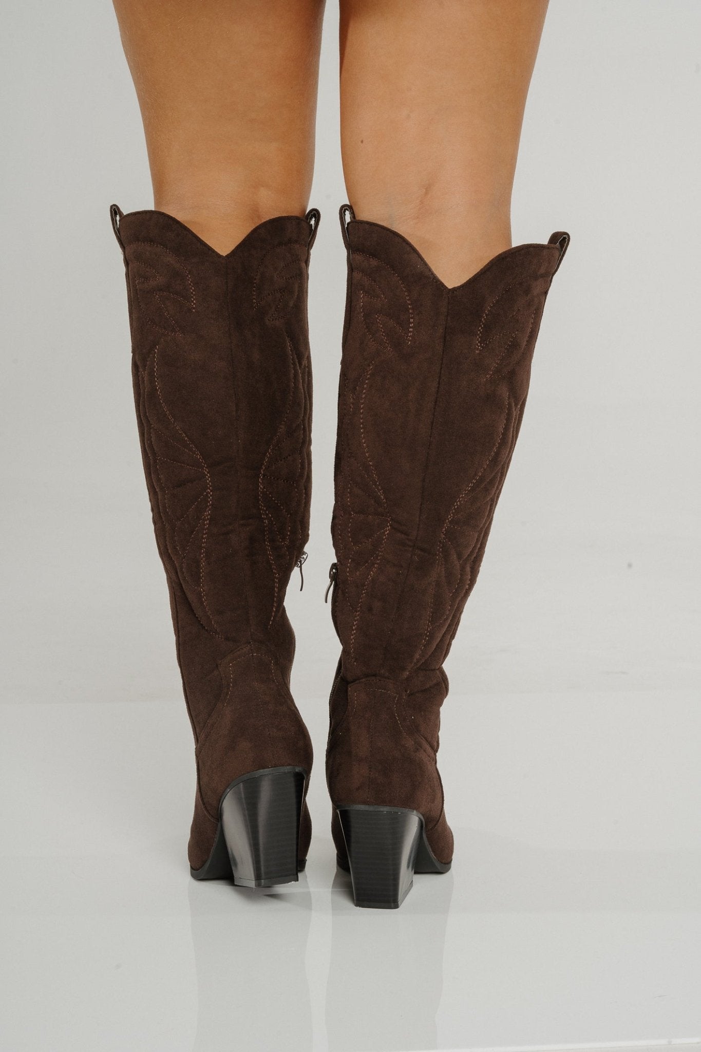 Izzy Quilted Western Boot In Chocolate - The Walk in Wardrobe