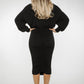 Jade Batwing Sleeve Ruched Dress In Black - The Walk in Wardrobe