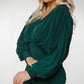 Jade Batwing Sleeve Ruched Dress In Forest Green - The Walk in Wardrobe