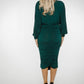 Jade Batwing Sleeve Ruched Dress In Forest Green - The Walk in Wardrobe