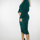Jade Batwing Sleeve Ruched Dress In Forest Green - The Walk in Wardrobe