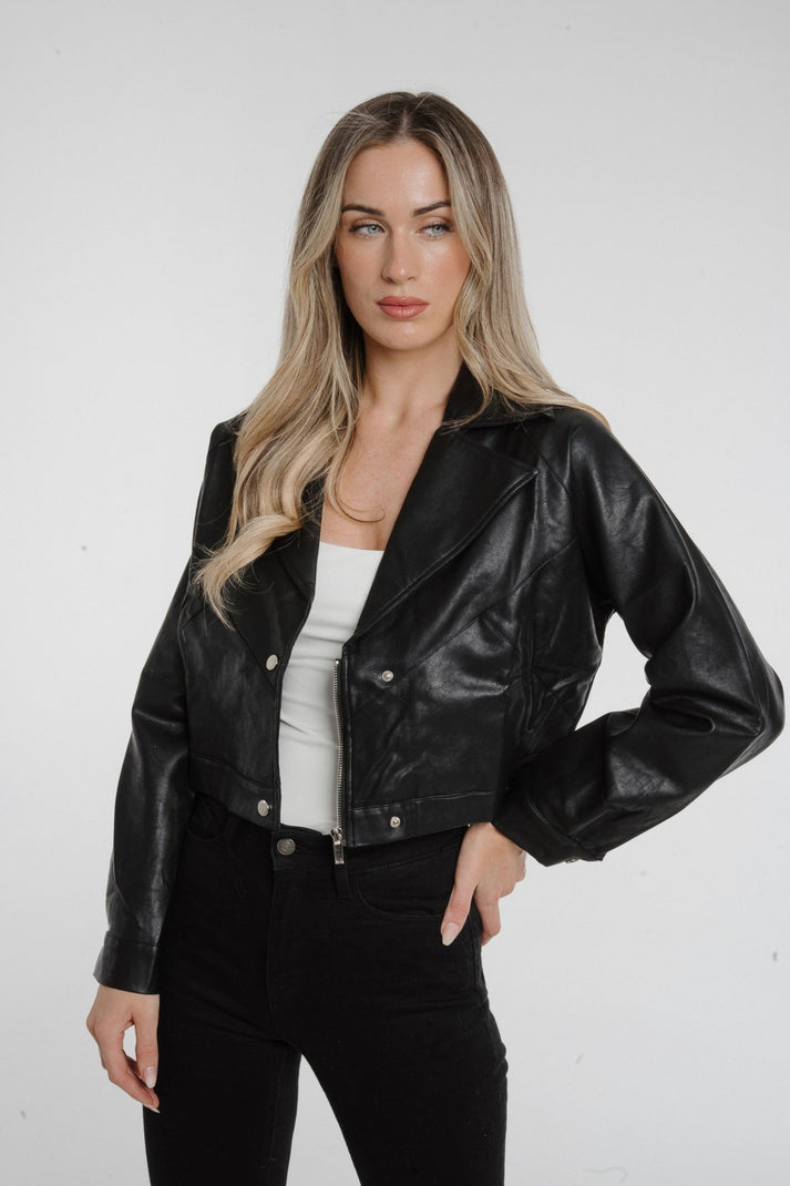 Jane Cropped Leather Jacket In Black – The Walk in Wardrobe