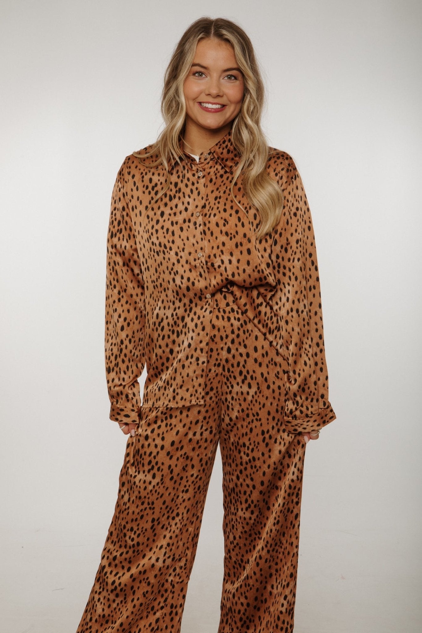 Jane Leopard Print Two Piece In Tan - The Walk in Wardrobe