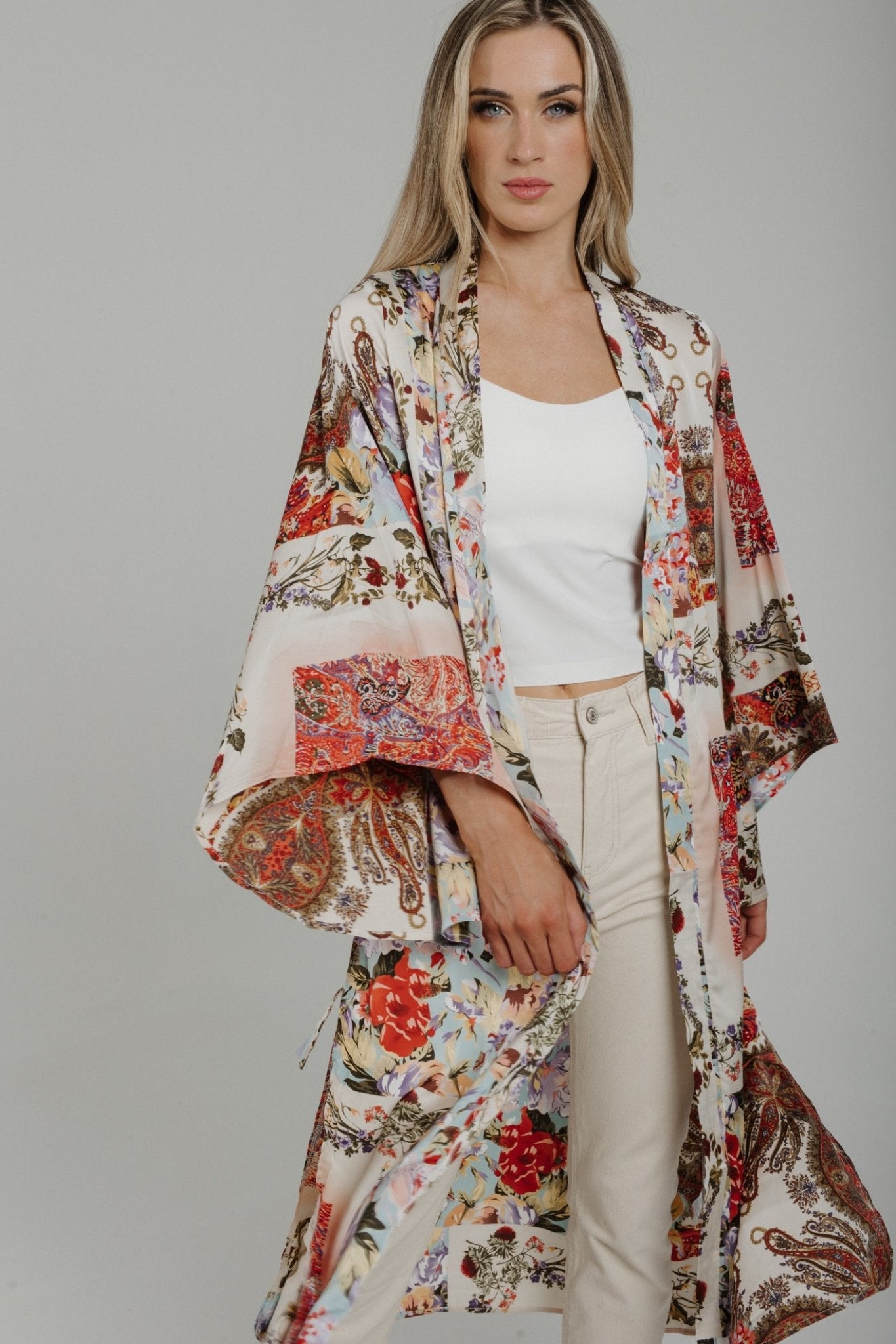 Jane Printed Kimono In Multi - The Walk in Wardrobe