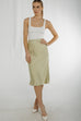 Jane Satin Midi Skirt In Lime - The Walk in Wardrobe