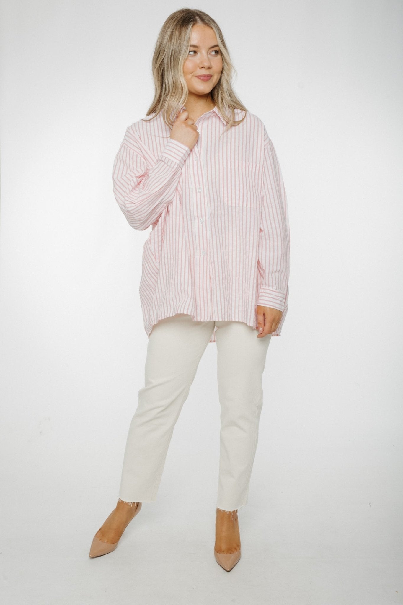 Jane Stripe Shirt In Pink - The Walk in Wardrobe