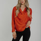 Jasmine Cowl Neck Blouse In Rust - The Walk in Wardrobe