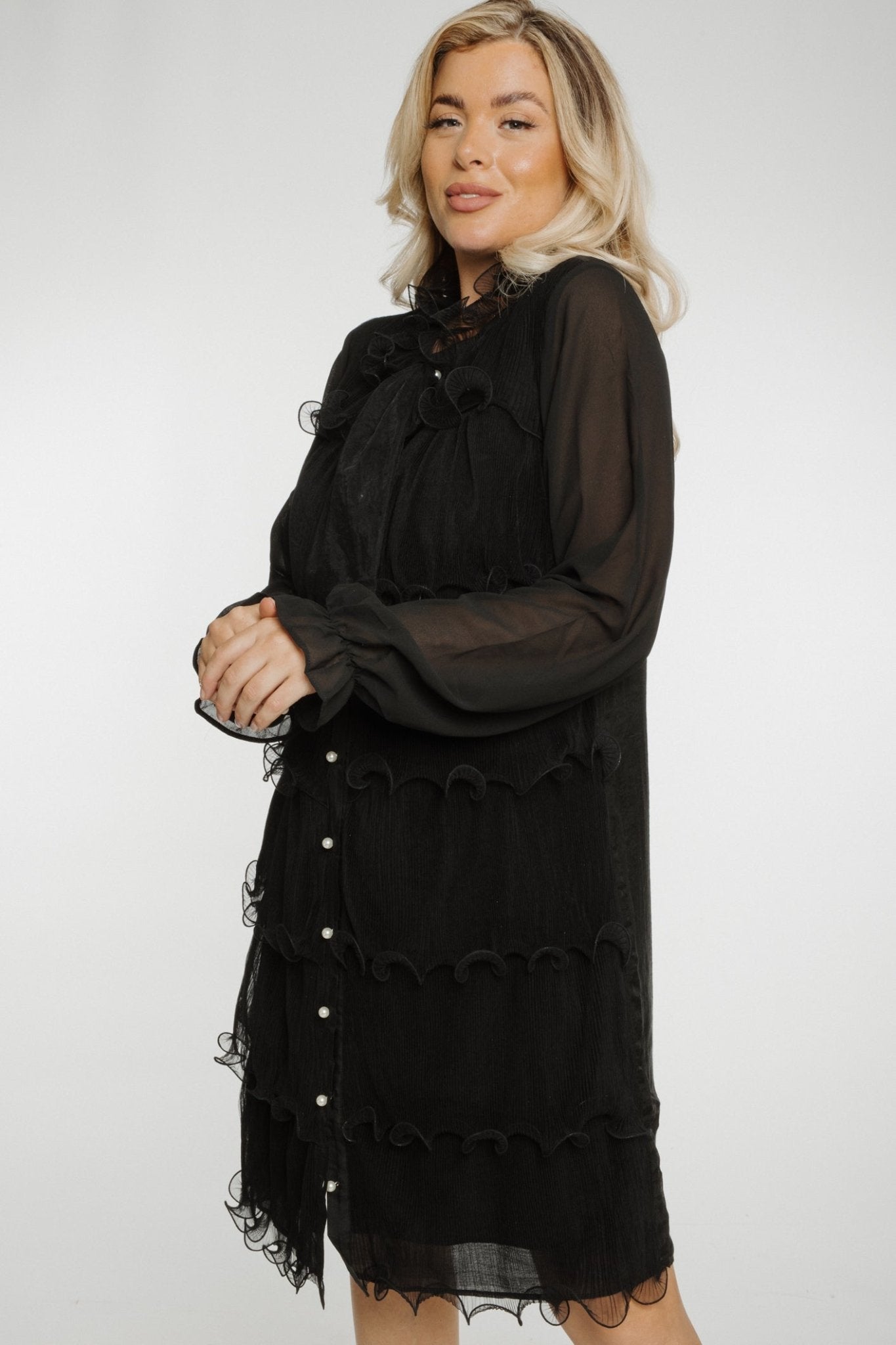 Jasmine Lace Detail Dress In Black - The Walk in Wardrobe