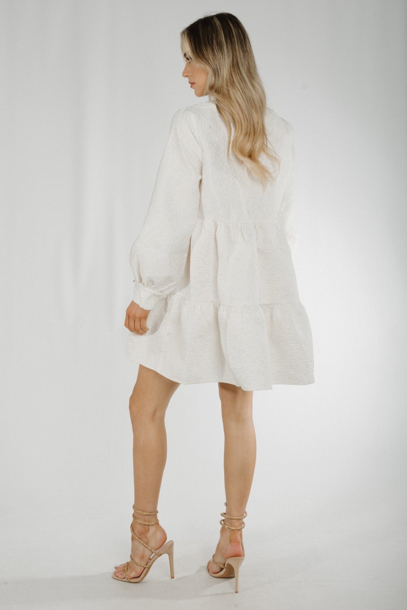 Jasmine Tiered Embroidery Dress In White - The Walk in Wardrobe