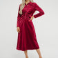 Jasmine Velvet Midi Dress In Red - The Walk in Wardrobe