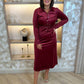 Jasmine Velvet Midi Dress In Red - The Walk in Wardrobe