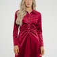 Jasmine Velvet Midi Dress In Red - The Walk in Wardrobe
