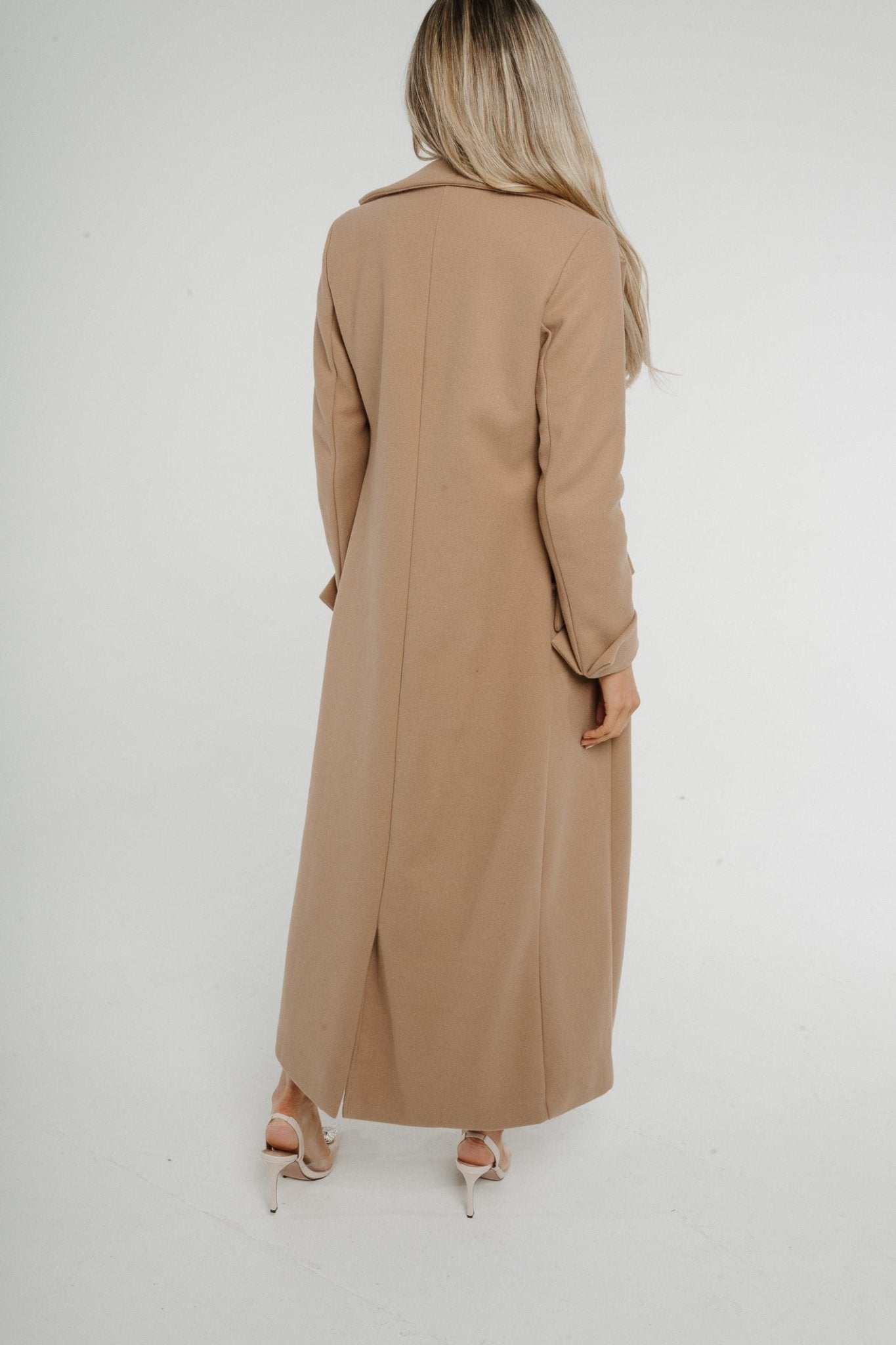 Jayme Longline Coat In Camel - The Walk in Wardrobe