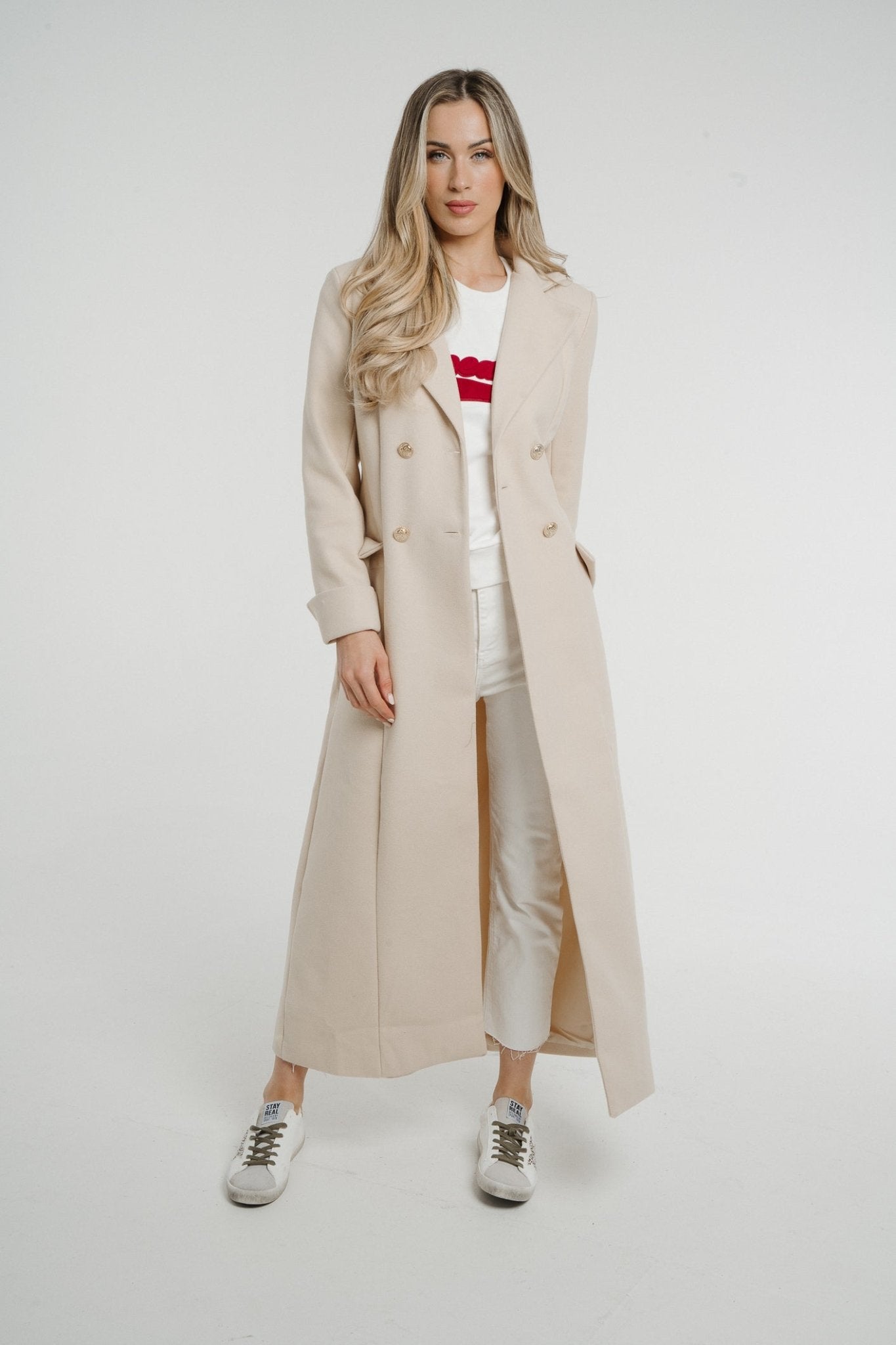 Jayme Longline Coat In Neutral - The Walk in Wardrobe